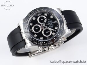 Rolex Daytona 116519 APSF 1:1 Best Edition Black Diamonds Dial on Oysterflex Rubber Strap SH4130 - Image 6