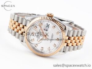 Rolex DateJust 36 SS 126231 VSF 1:1 Best Edition 904L Steel Silver Textured Diamonds Dial on Jubilee Bracelet VS3235 - Image 5