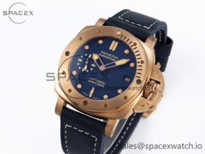 Panerai PAM1074 W BRONZO VSF 1:1 BEST EDITION BLUE DIAL ON BLUE CALFSKIN STRAP P.900 CLONE - Image 4