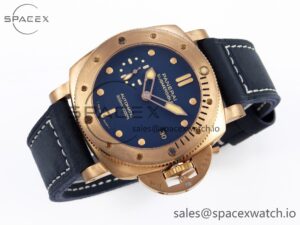 Panerai PAM1074 W BRONZO VSF 1:1 BEST EDITION BLUE DIAL ON BLUE CALFSKIN STRAP P.900 CLONE - Image 5