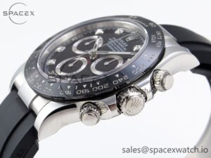 Rolex Daytona 116519 APSF 1:1 Best Edition Black Diamonds Dial on Oysterflex Rubber Strap SH4130 - Image 7