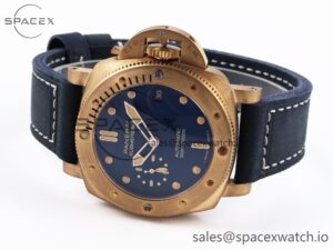 Panerai PAM1074 W BRONZO VSF 1:1 BEST EDITION BLUE DIAL ON BLUE CALFSKIN STRAP P.900 CLONE - Image 6