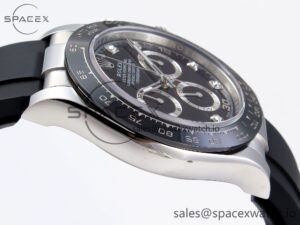 Rolex Daytona 116519 APSF 1:1 Best Edition Black Diamonds Dial on Oysterflex Rubber Strap SH4130 - Image 8