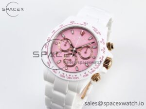 Rolex Daytona AET White Ceramic Case and Bracelet Pink Dial Noob Best Edition SA4130 - Image 4