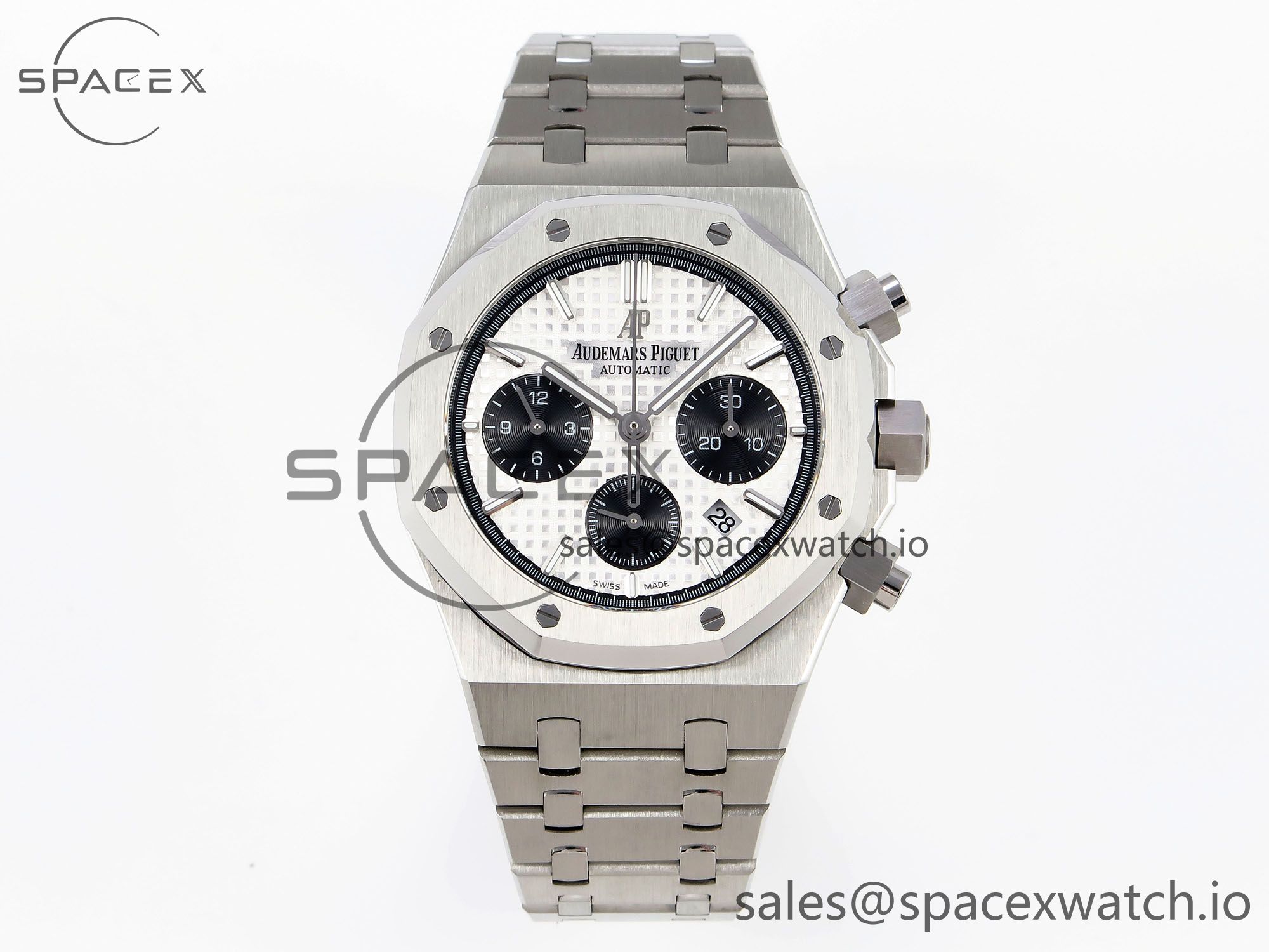 IMG_0152 Audermars Piguet Royal Oak Chrono 26331 SS IPF 1:1 Best Edition White/Black Dial on SS Bracelet A7750 - Image 1