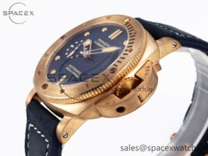 Panerai PAM1074 W BRONZO VSF 1:1 BEST EDITION BLUE DIAL ON BLUE CALFSKIN STRAP P.900 CLONE - Image 7