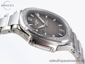 PATEK PHILIPPE NAUTILUS 7118 LADIES SS PPF 1:1 BEST EDITION BROWN DIAL DIAMONDS BEZEL ON SS BRACELET 324CS - Image 8