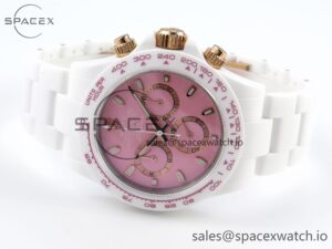 Rolex Daytona AET White Ceramic Case and Bracelet Pink Dial Noob Best Edition SA4130 - Image 5