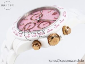 Rolex Daytona AET White Ceramic Case and Bracelet Pink Dial Noob Best Edition SA4130 - Image 7