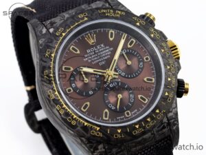 Rolex Daytona DIW Carbon/YG Case and Bezel DIWF Edition Brown Dial on Black Nylon Strap A7750 - Image 4