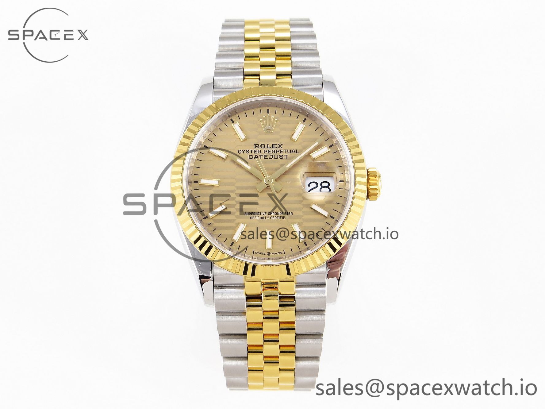IMG_0155 Rolex DateJust 36 SS 126233 VSF 1:1 Best Edition 904L Steel YG Textured Dial on Jubilee Bracelet VS3235 - Image 1