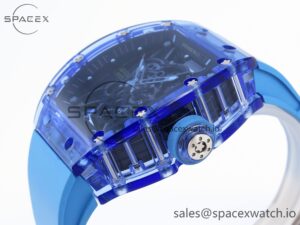 Richard Mille RM035 Blue Transparent RMF Best Edition Skeleton Dial on Blue Rubber Strap Clone RMUL2 - Image 7