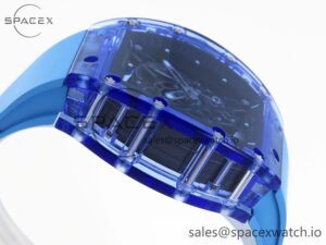 Richard Mille RM035 Blue Transparent RMF Best Edition Skeleton Dial on Blue Rubber Strap Clone RMUL2 - Image 8