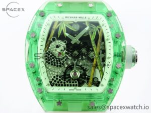 Richard Mille RM026 Green Transparent Tourbillon RM Best Edition Panda Skeleton Dial on Rubber Strap - Image 2