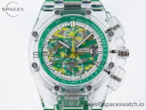 Audermars Piguet Royal Oak Offshore 44mm Transparent APF Best Edition Green Dial on Green Rubber Strap A3126 - Image 2