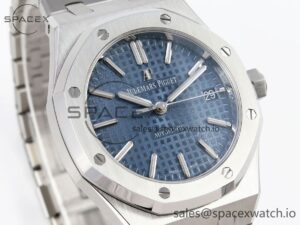 Audermars Piguet Royal Oak 37mm 15450 SS APSF 1:1 Best Edition Blue Textured Dial on SS Bracelet SA3120 Super Clone - Image 3