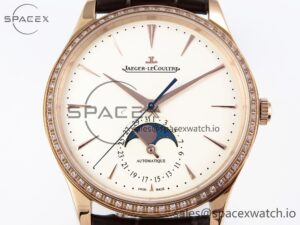 Jaeger-Lecoultre Master Ultra Thin Moon 1368420 RG ZF 1:1 Best Edition White Diamond Dial on Brown Leather Strap SA925 Super Clone V2 - Image 2