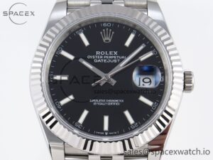 Rolex DateJust 41 126334 Fluted Bezel ARF 1:1 Best Edition 904L Steel Black Stick Dial on Jubilee Bracelet VR3235 - Image 2