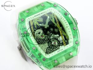 Richard Mille RM026 Green Transparent Tourbillon RM Best Edition Panda Skeleton Dial on Rubber Strap - Image 3
