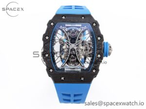 Richard Mille RM 53-01 Real Tourbillon Pablo Mac Donough 3KF Best Edition on Blue Rubber Strap