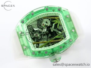 Richard Mille RM026 Green Transparent Tourbillon RM Best Edition Panda Skeleton Dial on Rubber Strap - Image 6