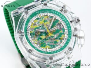 Audermars Piguet Royal Oak Offshore 44mm Transparent APF Best Edition Green Dial on Green Rubber Strap A3126 - Image 3