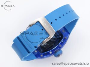 Richard Mille RM035 Blue Transparent RMF Best Edition Skeleton Dial on Blue Rubber Strap Clone RMUL2 - Image 14