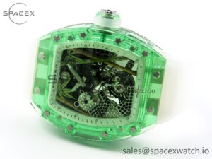 Richard Mille RM026 Green Transparent Tourbillon RM Best Edition Panda Skeleton Dial on Rubber Strap - Image 5