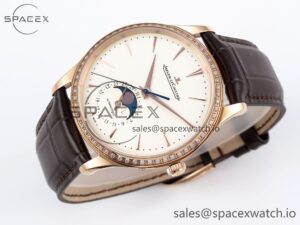 Jaeger-Lecoultre Master Ultra Thin Moon 1368420 RG ZF 1:1 Best Edition White Diamond Dial on Brown Leather Strap SA925 Super Clone V2 - Image 6