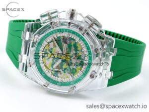 Audermars Piguet Royal Oak Offshore 44mm Transparent APF Best Edition Green Dial on Green Rubber Strap A3126 - Image 7