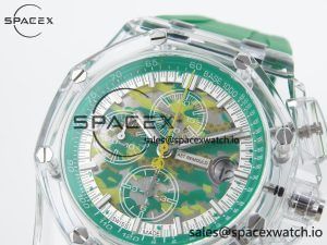 Audermars Piguet Royal Oak Offshore 44mm Transparent APF Best Edition Green Dial on Green Rubber Strap A3126 - Image 8