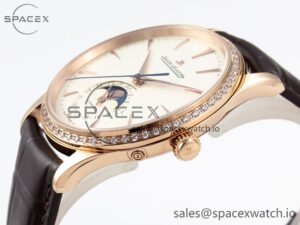 Jaeger-Lecoultre Master Ultra Thin Moon 1368420 RG ZF 1:1 Best Edition White Diamond Dial on Brown Leather Strap SA925 Super Clone V2 - Image 7