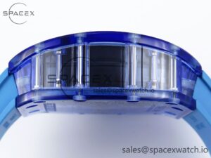 Richard Mille RM035 Blue Transparent RMF Best Edition Skeleton Dial on Blue Rubber Strap Clone RMUL2 - Image 12