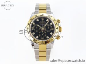 Rolex Daytona 116503 KING 1:1 Best Edition Black Diamonds Dial on SS/YG Bracelet SA4130