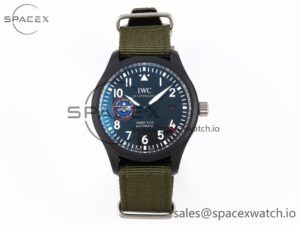 Iwc Mark XVIII Top Gun "SFTI" Black Ceramic IW324712 ZF 1:1 Best Edition on Green Nylon Strap A32111