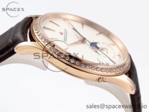 Jaeger-Lecoultre Master Ultra Thin Moon 1368420 RG ZF 1:1 Best Edition White Diamond Dial on Brown Leather Strap SA925 Super Clone V2 - Image 8