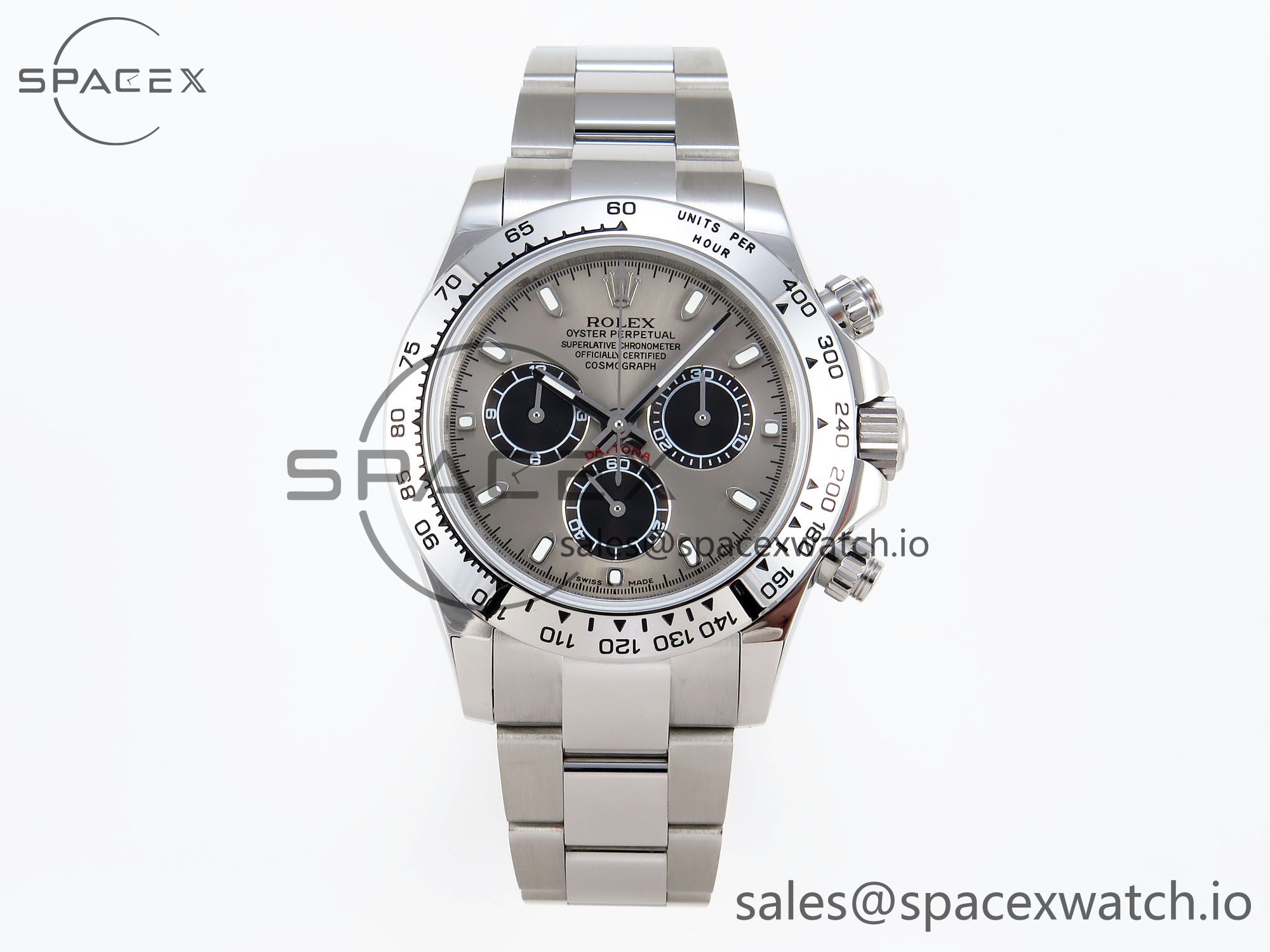 IMG_0166 Rolex Daytona 116509 SS OMF Best Edition Gray/Black Dial on SS Bracelet A7750 (Slim Movement) - Image 1