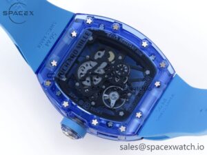 Richard Mille RM035 Blue Transparent RMF Best Edition Skeleton Dial on Blue Rubber Strap Clone RMUL2 - Image 15