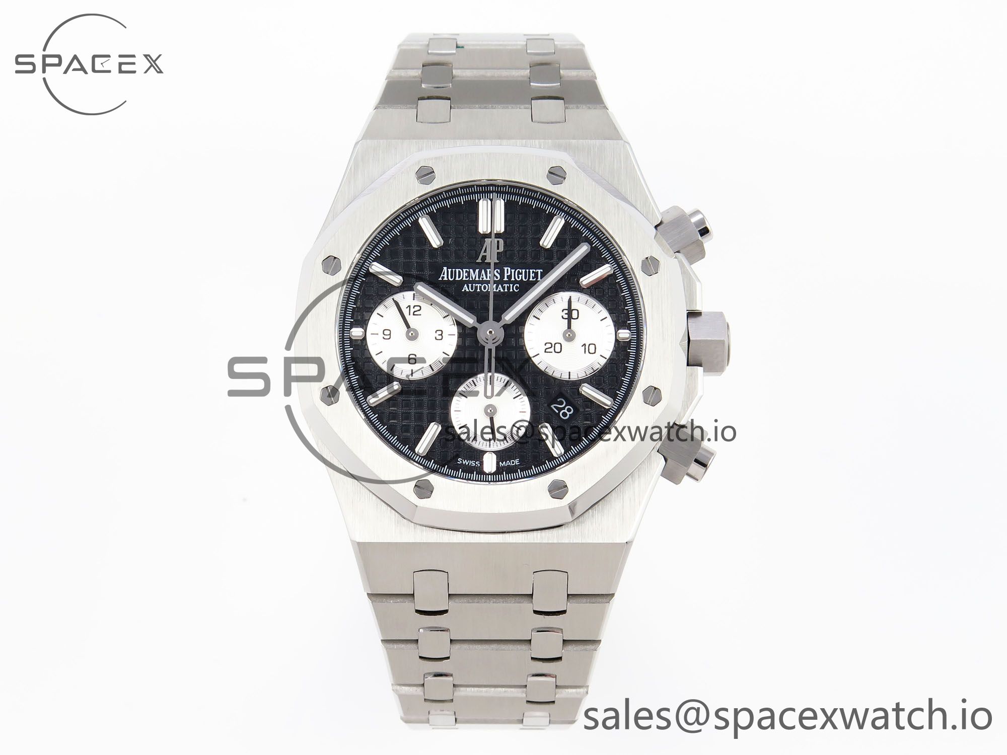 IMG_0166 Audermars Piguet Royal Oak Chrono 26331 SS IPF 1:1 Best Edition Black/White Dial on SS Bracelet A7750 - Image 1