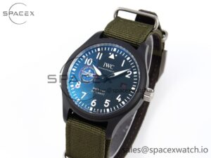 Iwc Mark XVIII Top Gun "SFTI" Black Ceramic IW324712 ZF 1:1 Best Edition on Green Nylon Strap A32111 - Image 4