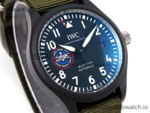 Iwc Mark XVIII Top Gun "SFTI" Black Ceramic IW324712 ZF 1:1 Best Edition on Green Nylon Strap A32111 - Image 3