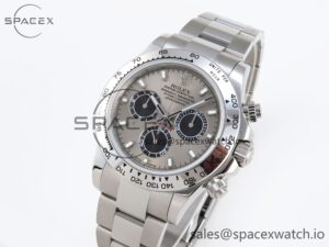 Rolex Daytona 116509 SS OMF Best Edition Gray/Black Dial on SS Bracelet A7750 (Slim Movement) - Image 4