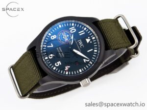 Iwc Mark XVIII Top Gun "SFTI" Black Ceramic IW324712 ZF 1:1 Best Edition on Green Nylon Strap A32111 - Image 6