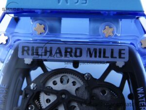 Richard Mille RM035 Blue Transparent RMF Best Edition Skeleton Dial on Blue Rubber Strap Clone RMUL2 - Image 17