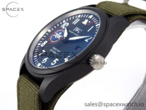 Iwc Mark XVIII Top Gun "SFTI" Black Ceramic IW324712 ZF 1:1 Best Edition on Green Nylon Strap A32111 - Image 7