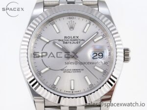 Rolex DateJust 41 126334 Fluted Bezel ARF 1:1 Best Edition 904L Steel Silver Stick Dial on Jubilee Bracelet VR3235 - Image 2