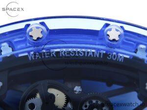 Richard Mille RM035 Blue Transparent RMF Best Edition Skeleton Dial on Blue Rubber Strap Clone RMUL2 - Image 19