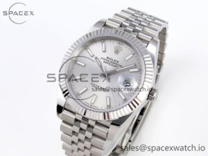 Rolex DateJust 41 126334 Fluted Bezel ARF 1:1 Best Edition 904L Steel Silver Stick Dial on Jubilee Bracelet VR3235 - Image 4