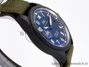 Iwc Mark XVIII Top Gun "SFTI" Black Ceramic IW324712 ZF 1:1 Best Edition on Green Nylon Strap A32111 - Image 8