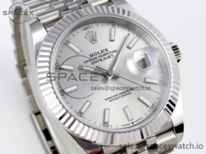 Rolex DateJust 41 126334 Fluted Bezel ARF 1:1 Best Edition 904L Steel Silver Stick Dial on Jubilee Bracelet VR3235 - Image 3